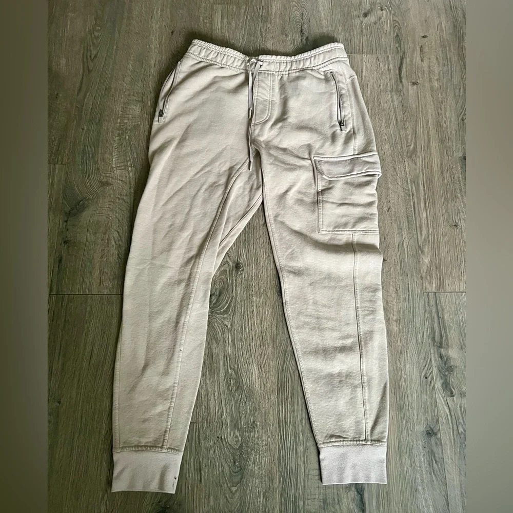 90 Degree by Reflex Men’s Beige Cargo Joggers M EUC medium off white drawstring - Picture 1 of 5
